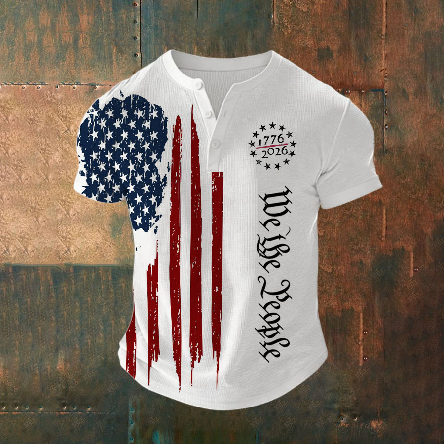 Men'S Retro American Flag Printed Casual Top