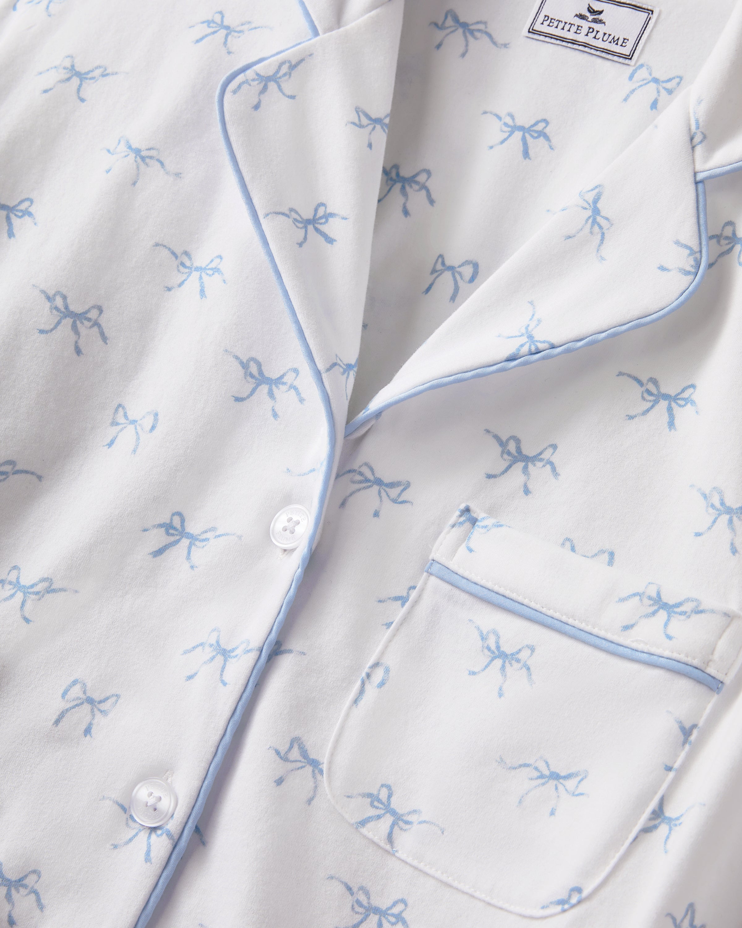 Women's Pima Short Sleeve Short Set in Something Blue Bows