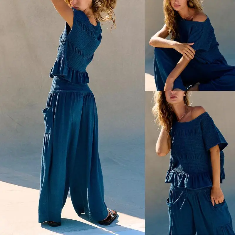 Women's Casual Pocket Two-Piece Set