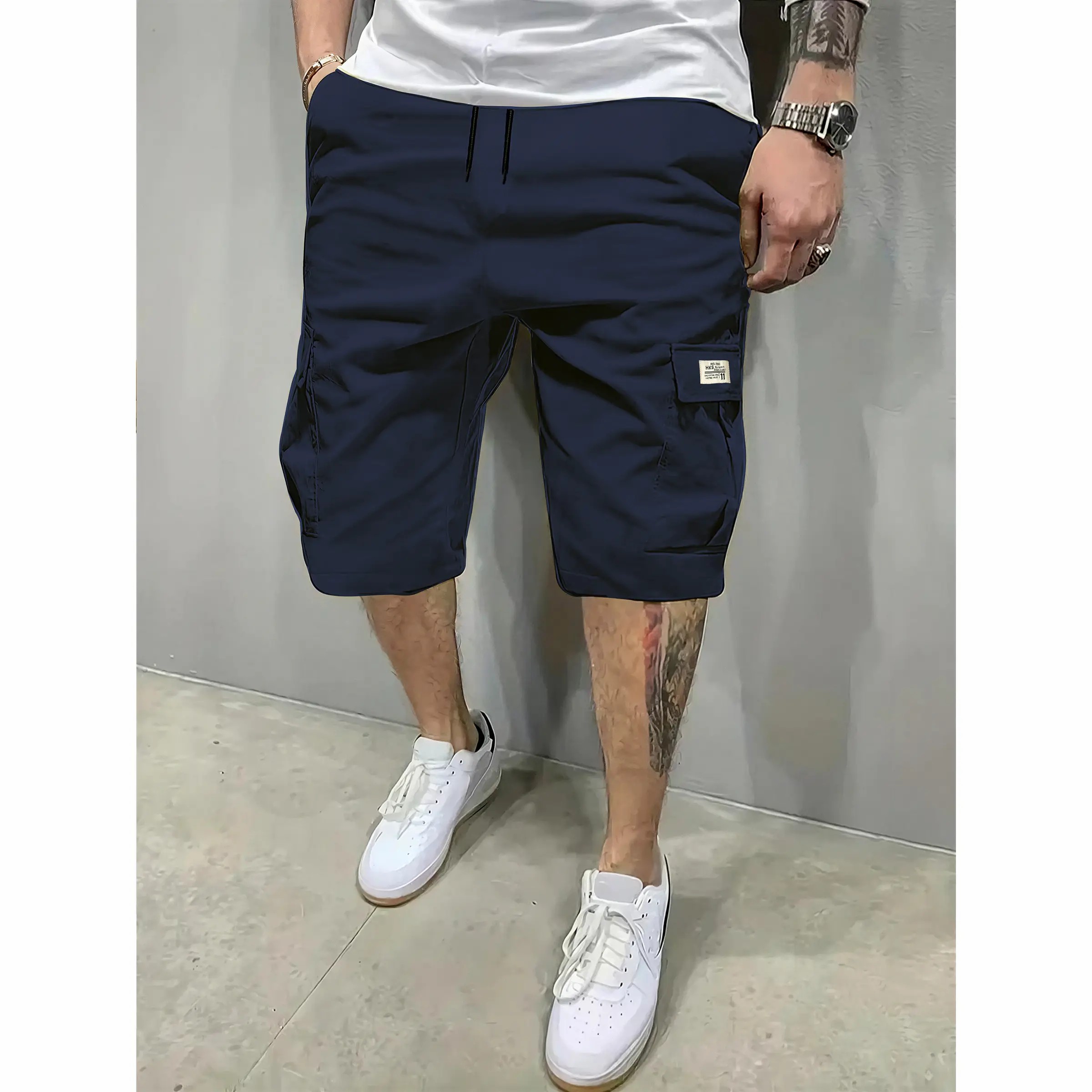 Men's 7-Pack Fitted Cargo Shorts – Elastic Drawstring, Slanted Multi-Pocket, Lightweight Summer Bottoms
