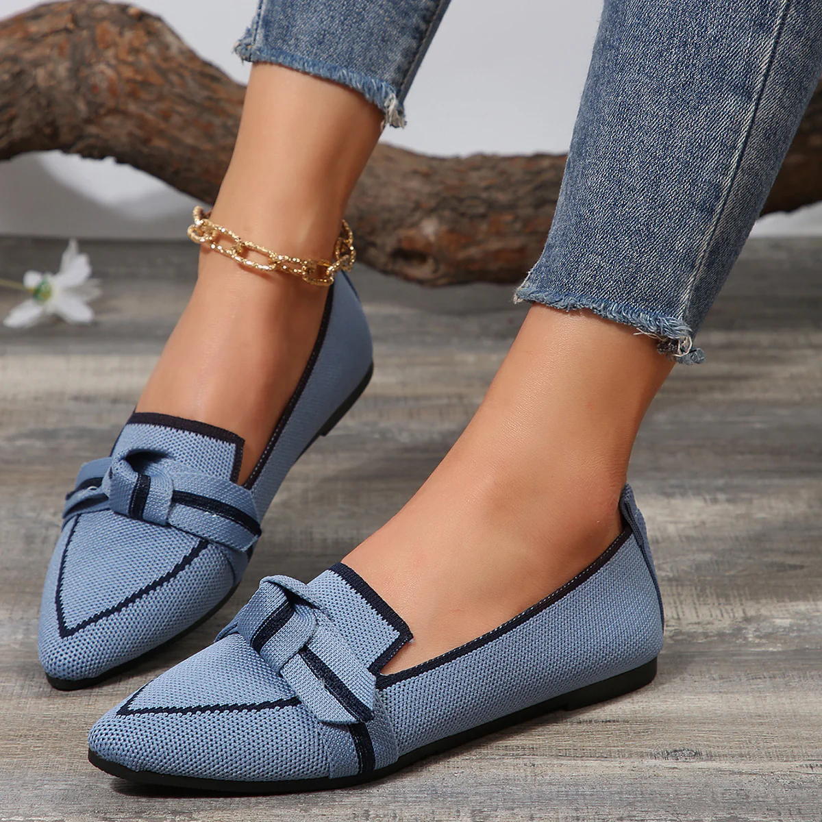 Point Toe Mesh Flat Slip-Ons  (multiple color options)