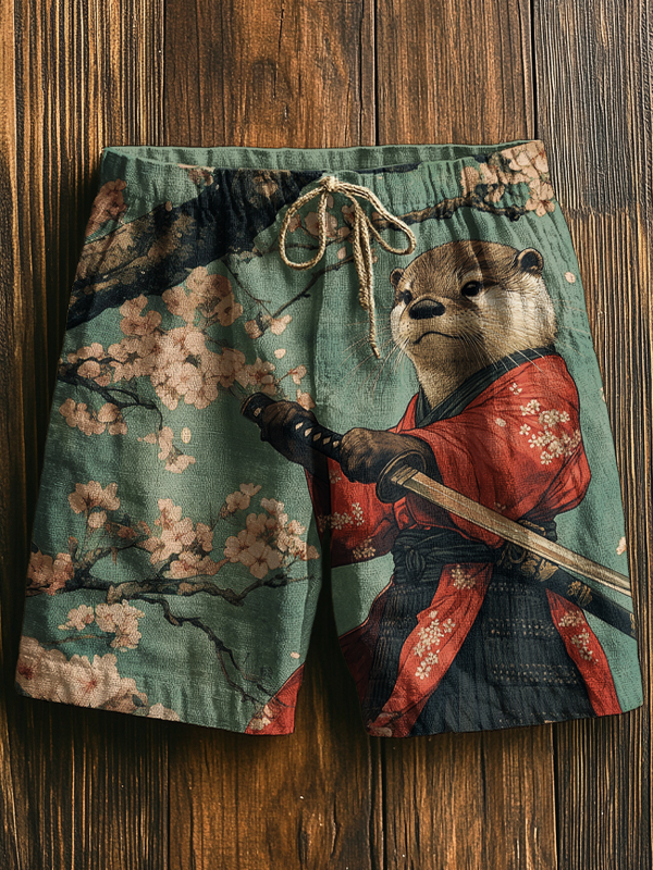 Men's Otter Warrior Training Art Print Casual Shorts
