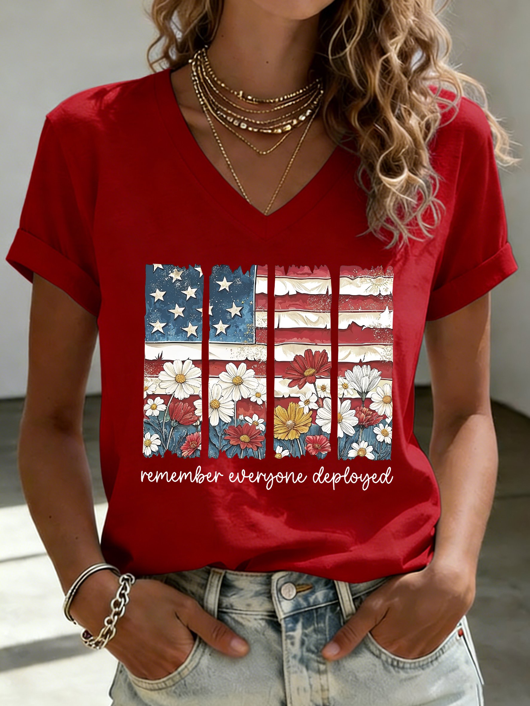 Women's Red Friday Print T-shirt