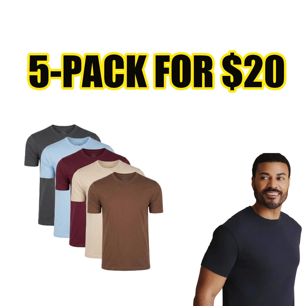 Men’s 10-Pack Essential Crew Neck T-Shirts – Everyday Premium Fit Basic Tee Set