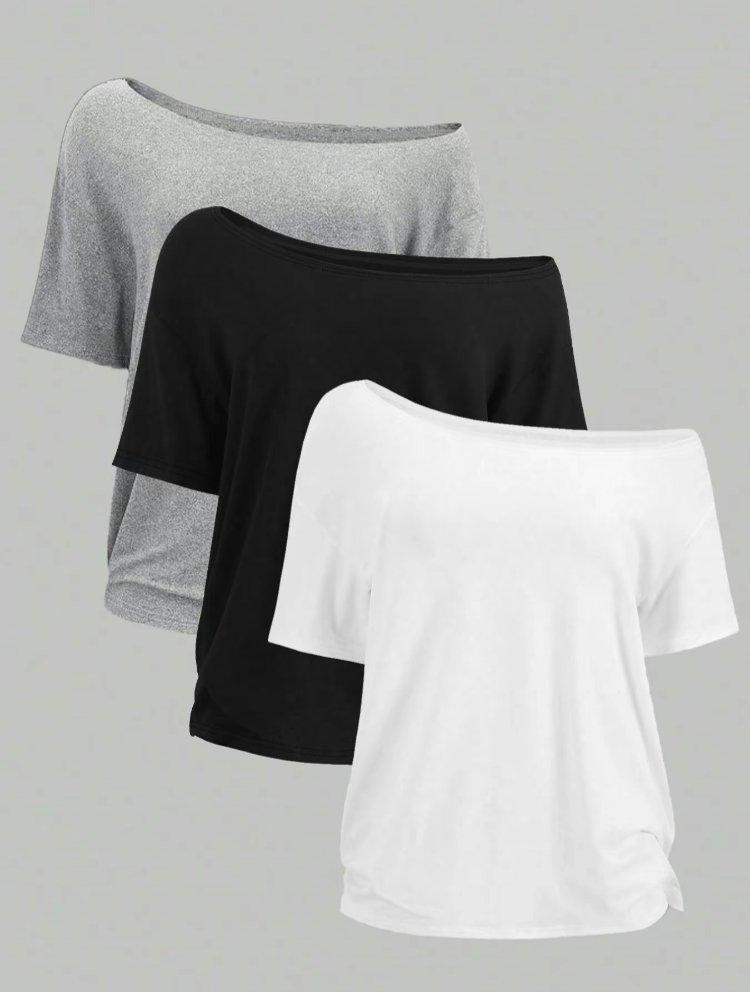 Women's Solid Color Casual Tee - Short Sleeve T-shirt for All Seasons
