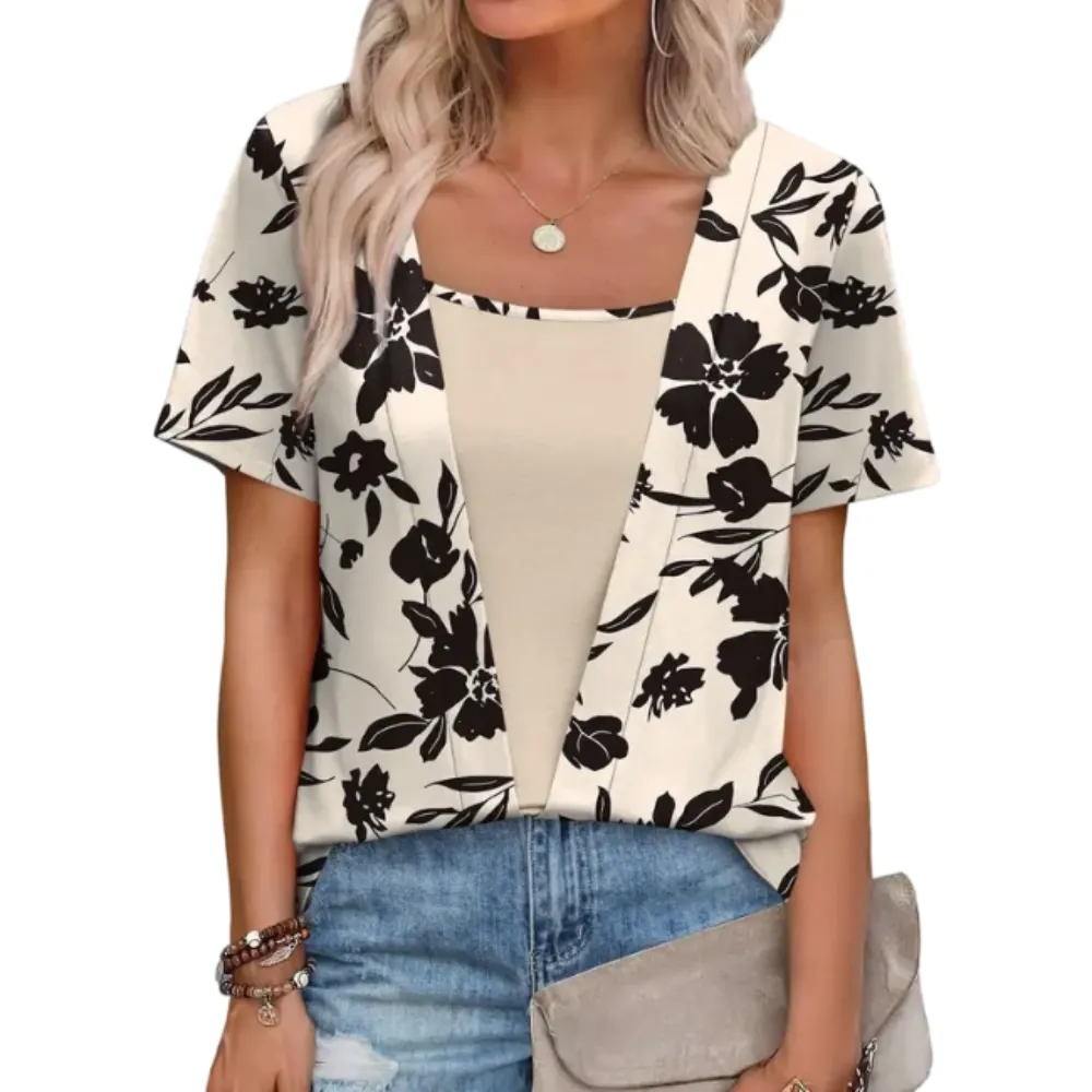 🔥8-PACK $24 - Women's 2-in-1 Short Sleeve Summer Casual Blouse