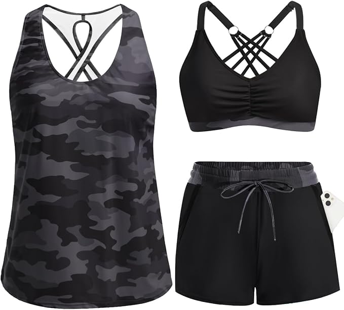 ⏰LAST DAY 90% OFF - 3 Piece Tankini with Shorts 🔥