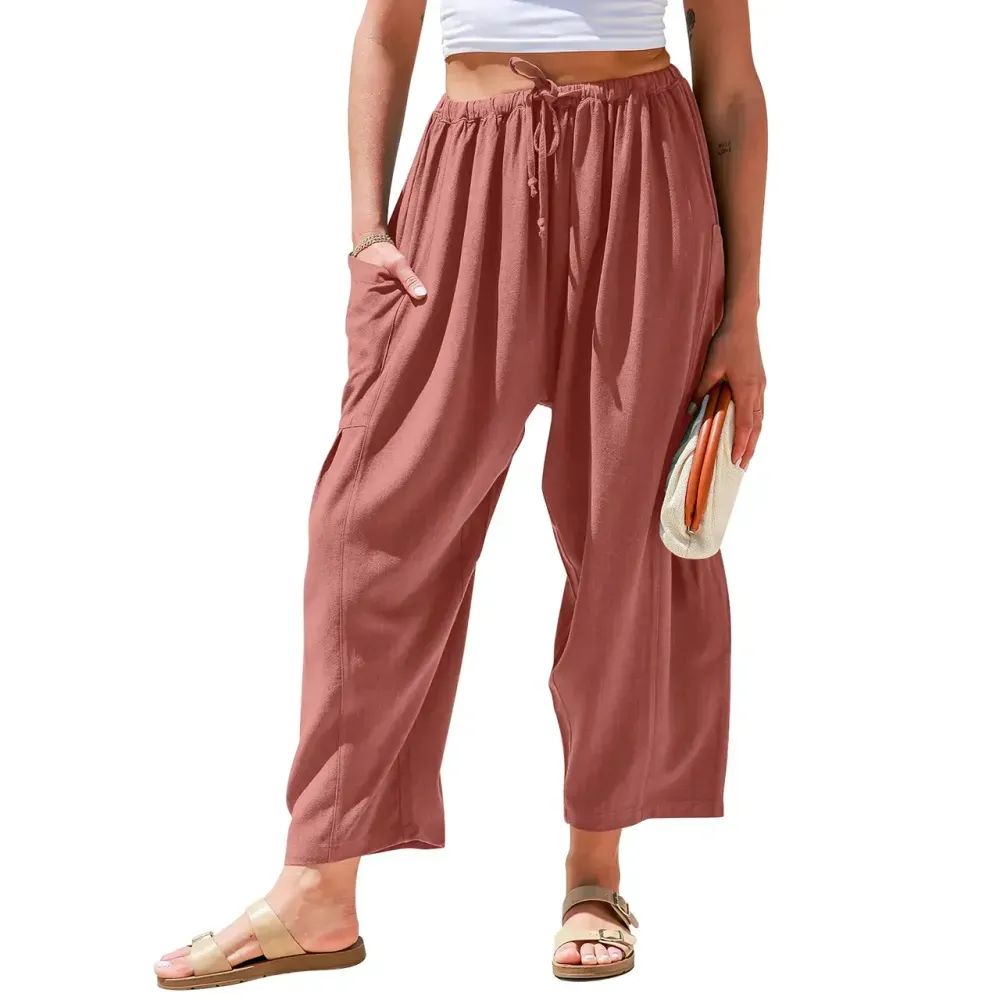Womens Linen Wide Leg Pants