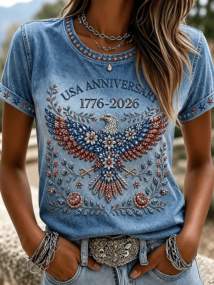 Women's 250th Anniversary Printed Casual Crew-Neck T-Shirt