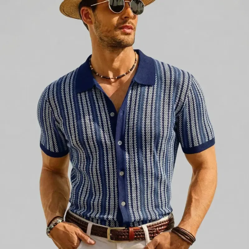 Men's Vintage Button-Up Sweater — Lightweight, Non-Stretch Shirt Style (Spring/Summer)
