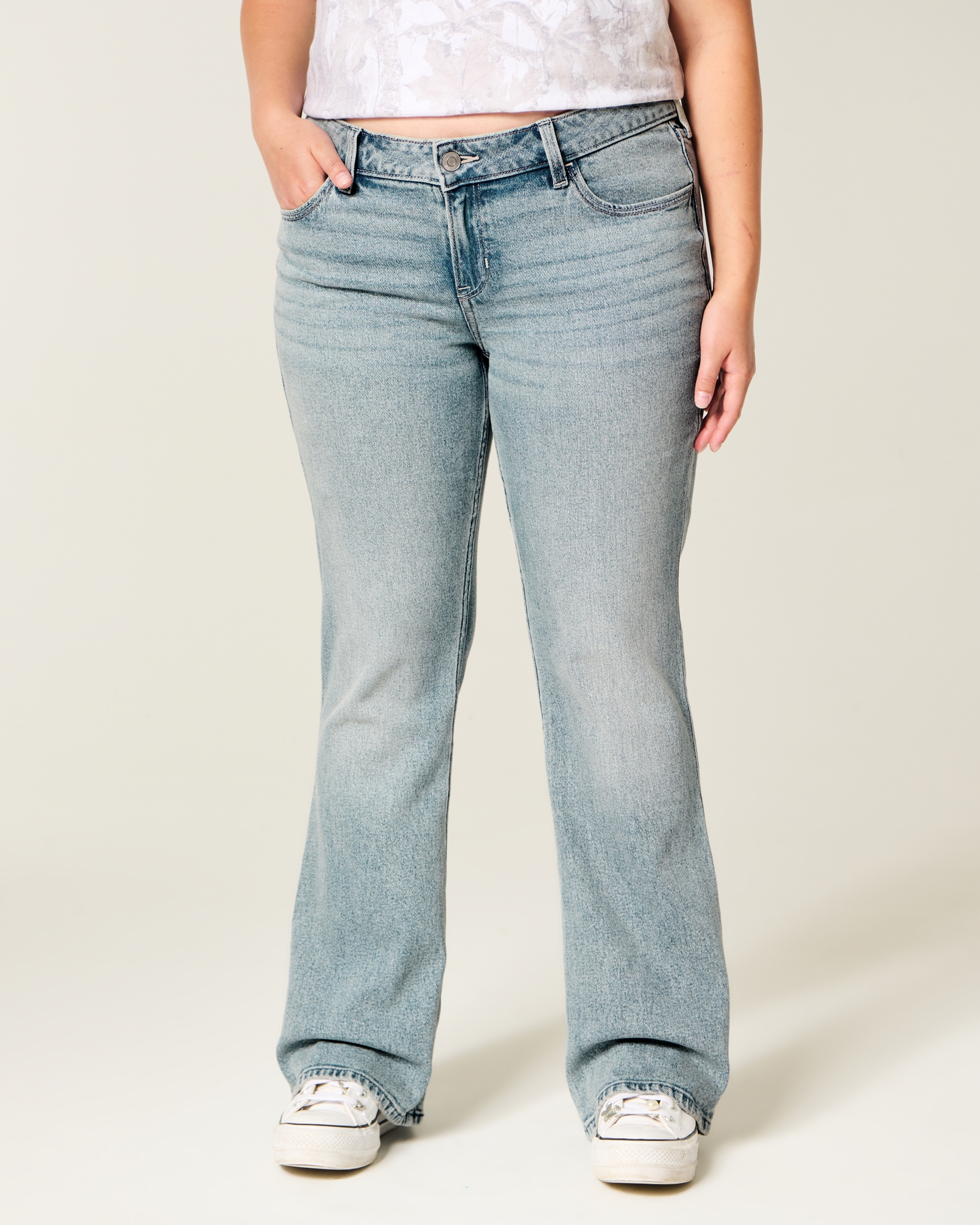 Low-Rise Dark Wash Embroidered Bootcut Jeans