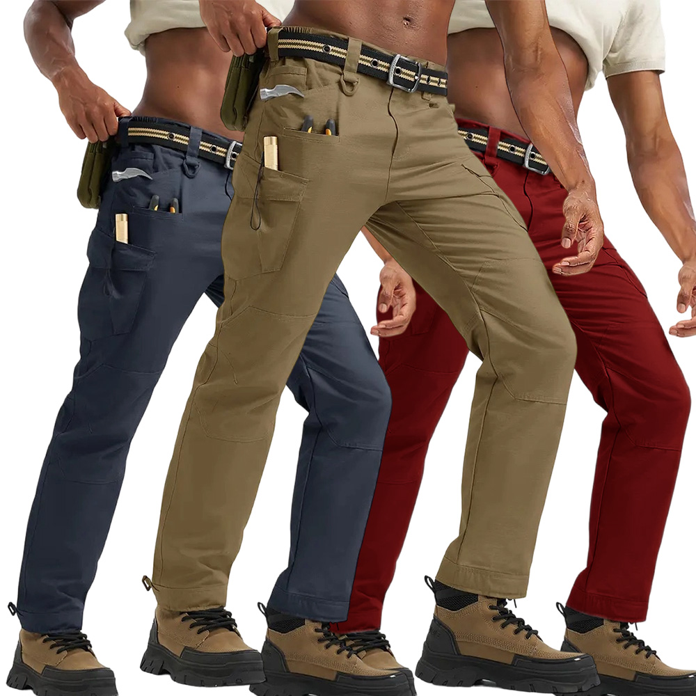 Men's Tactical Work Pants Multi-Pocket Water Resistant Cargo Pants Ripstop Hiking Military Construction Outdoor Pants 10 Pockets