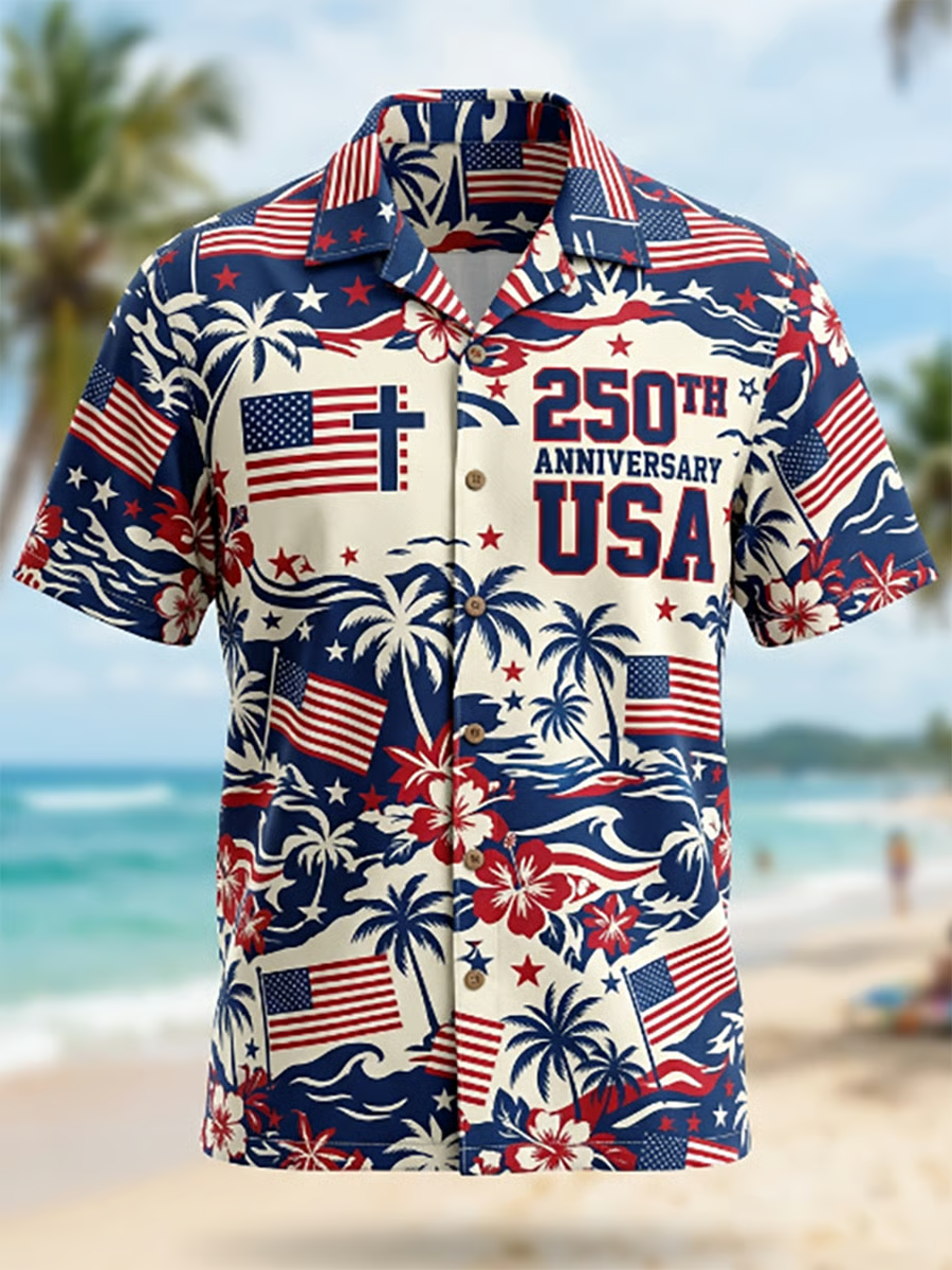 Men's U.S. 250th Anniversary Hawaiian Short-Sleeve Shirt