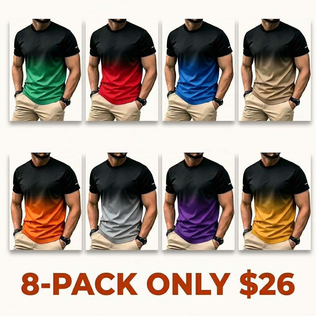 Men's athleisure T-shirt featuring a gradient print design and a stylish crew neck, crafted from breathable, quick-drying fabric
