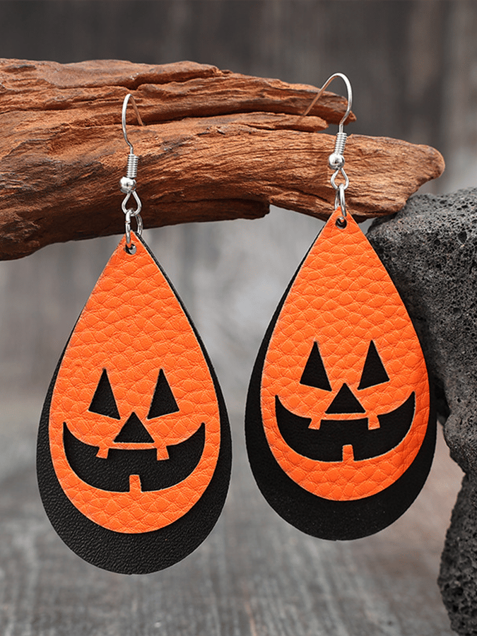 Halloween Cute Pumpkin Ghost Earrings Pu Leather Creative Earrings