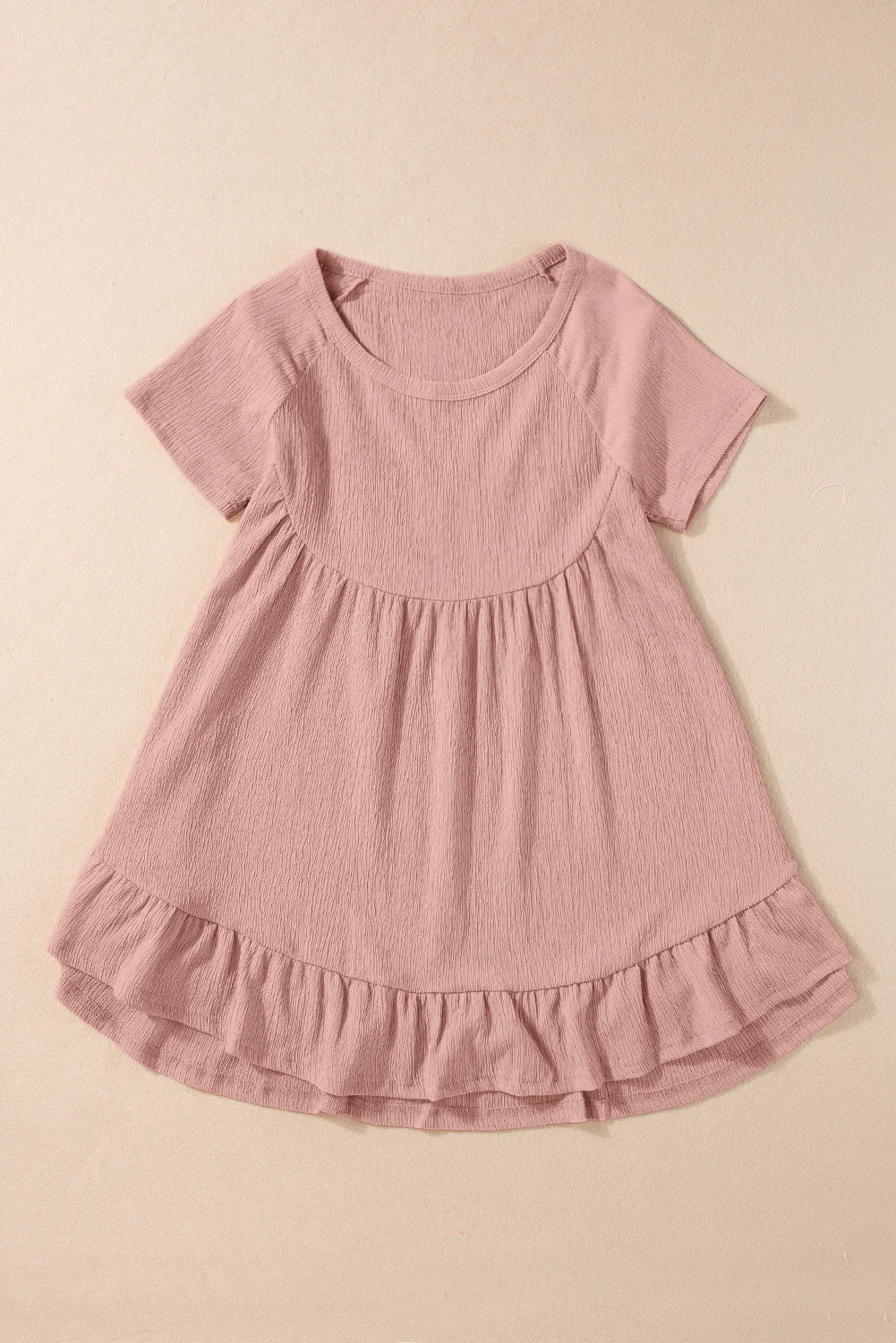 Solid Short Sleeve Ruffle Hem Top