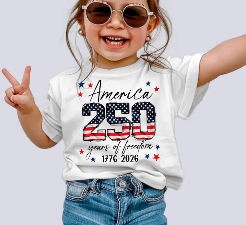 America 250th Anniversary Kids Shirt, United States of Patriotic Flag Toodler Tee, 4th of July T-Shirt, 250 Years of Independence Top
