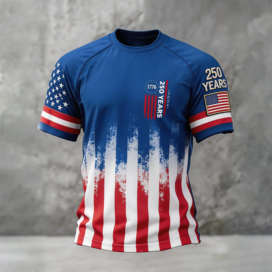 Men's Casual And Comfortable American 250 Founding Celebration Printed T-Shirt