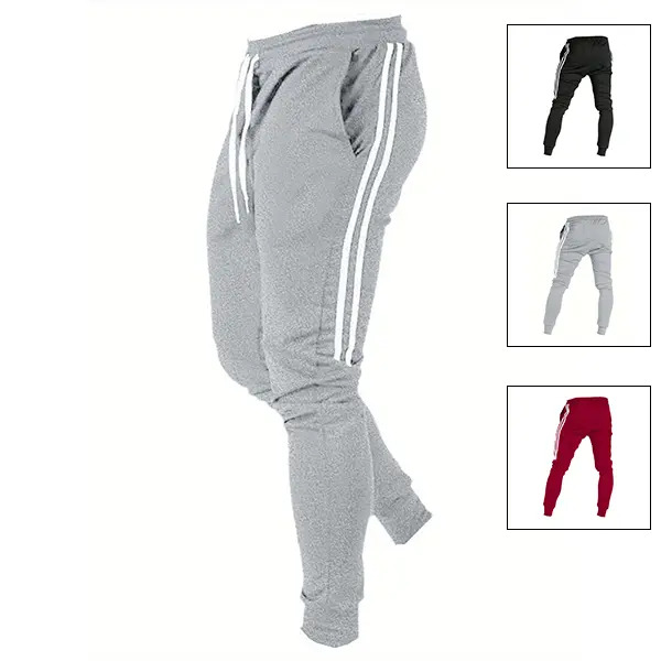 Men's long sweatpants (extending past the ankle) featuring a side-stripe design, combining casual style with comfort.