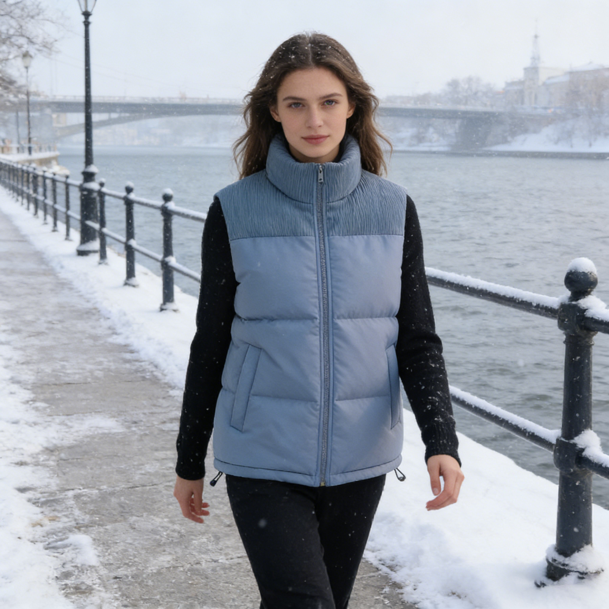 Women's Zip Up Puffer Vest with Pockets