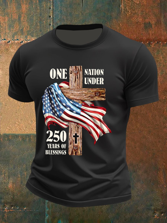 Men'S One Nation Under God 250 Years  T-Shirt