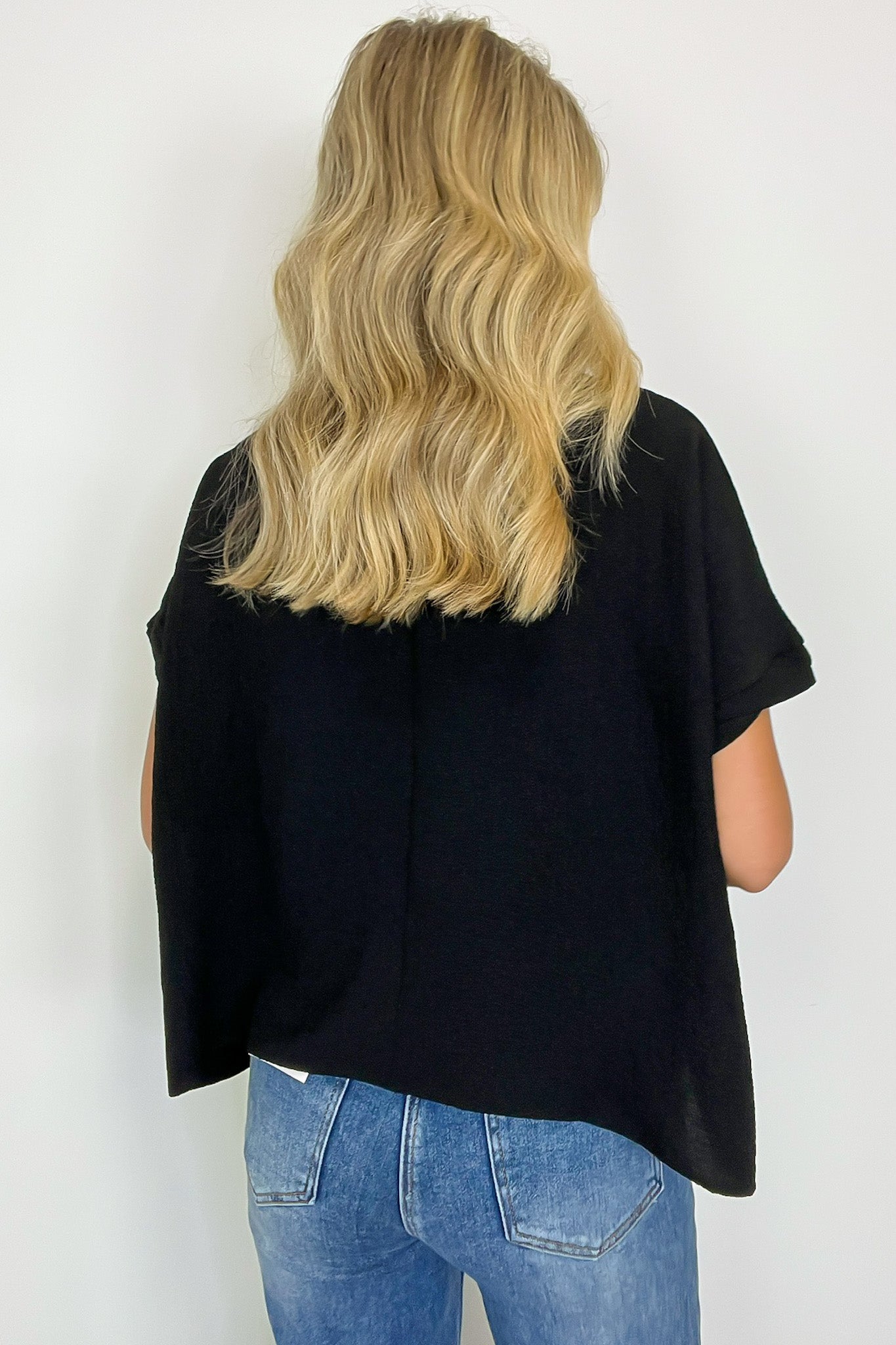 Woven Round Neck Flowy Top