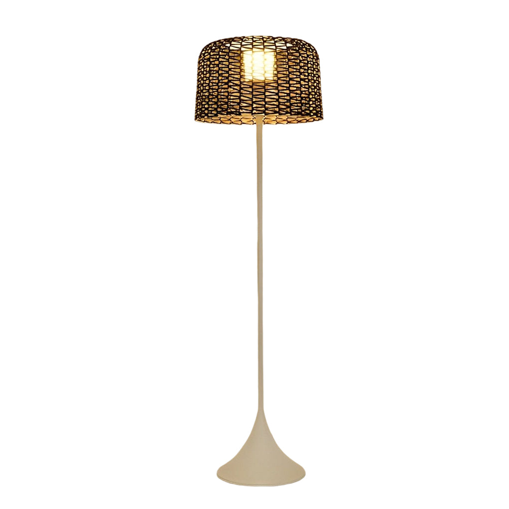 Rattan Metal Waterproof LED Solar Powered Modern Outdoor Floor Lamp