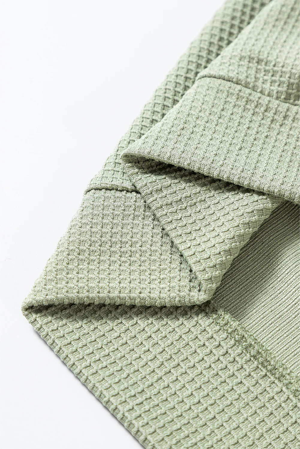 Meadow Mist Waffle Knit Wide Bracelet Sleeve Patchwork Raglan Top
