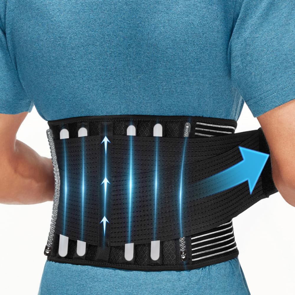Back Brace for Men Lower Back，Back Support Belt For Women，Breathable Lower Back Support Belt Pain Relief With 6 Stays for Heavy Lifting Herniated Disc, Sciatica, Scoliosis Size L