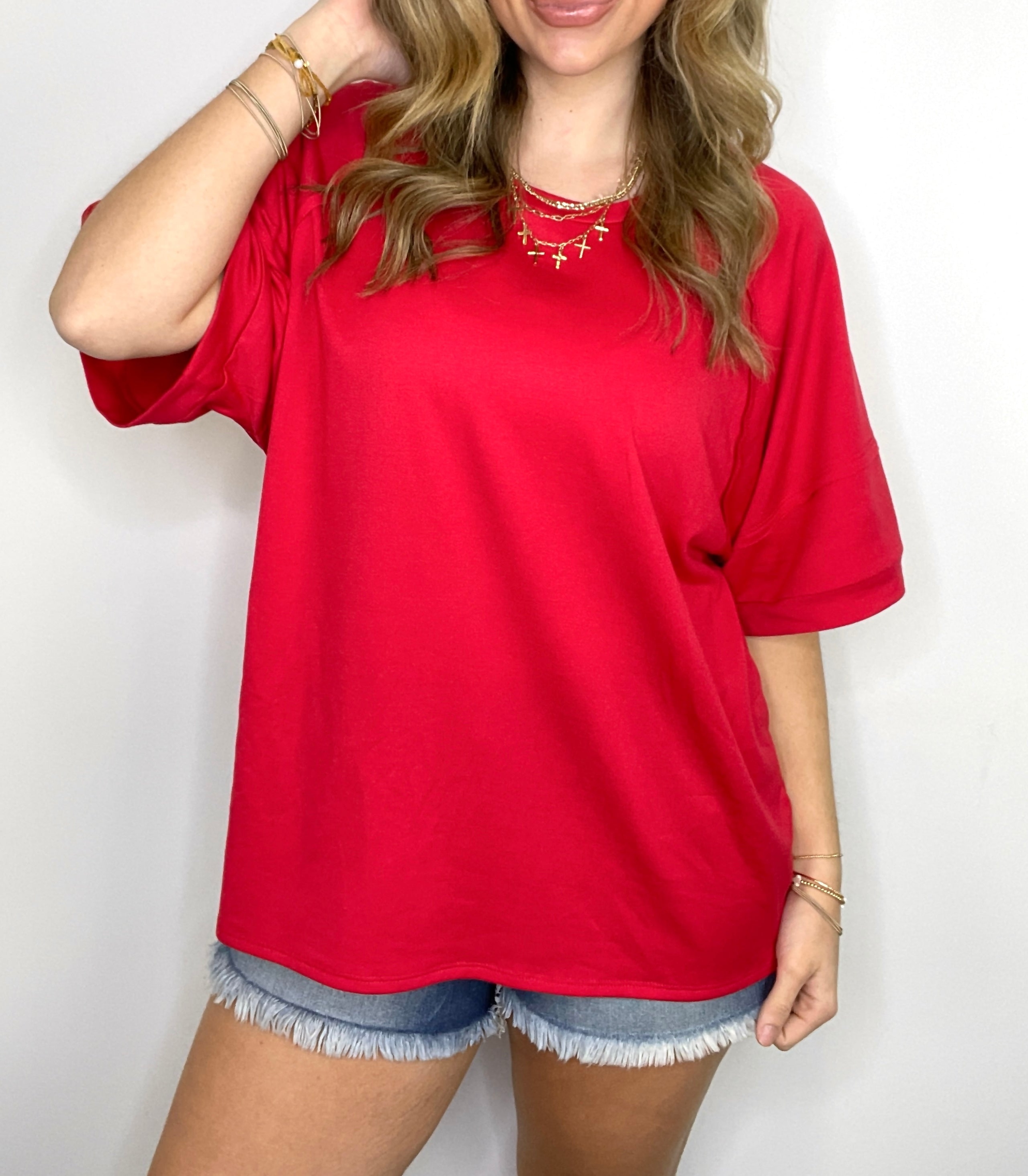 Chill Out Terry Knit Raw Edge Relaxed Top