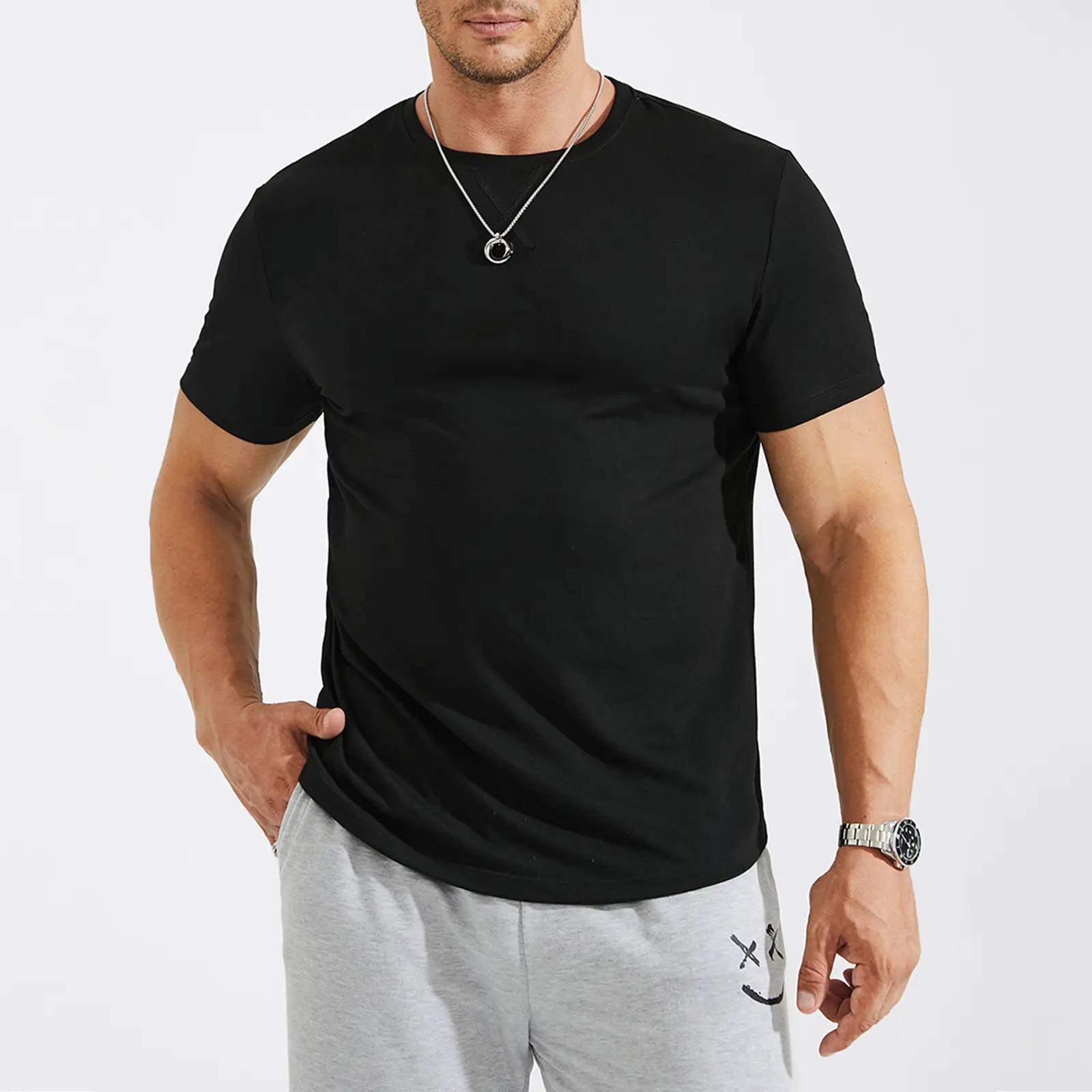 Men's Hipster Longline Crewneck T-Shirt