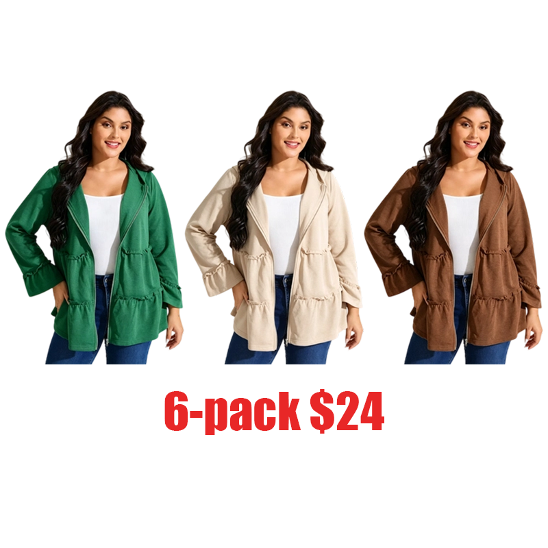 Women's Solid Dim Gray Polyester Quilted Puffer Coat - Fitted, Tiered Ruffled Edges, Zipper Closure, Pockets, Long Sleeves, Casual Clothes, Casualwear Outerwear