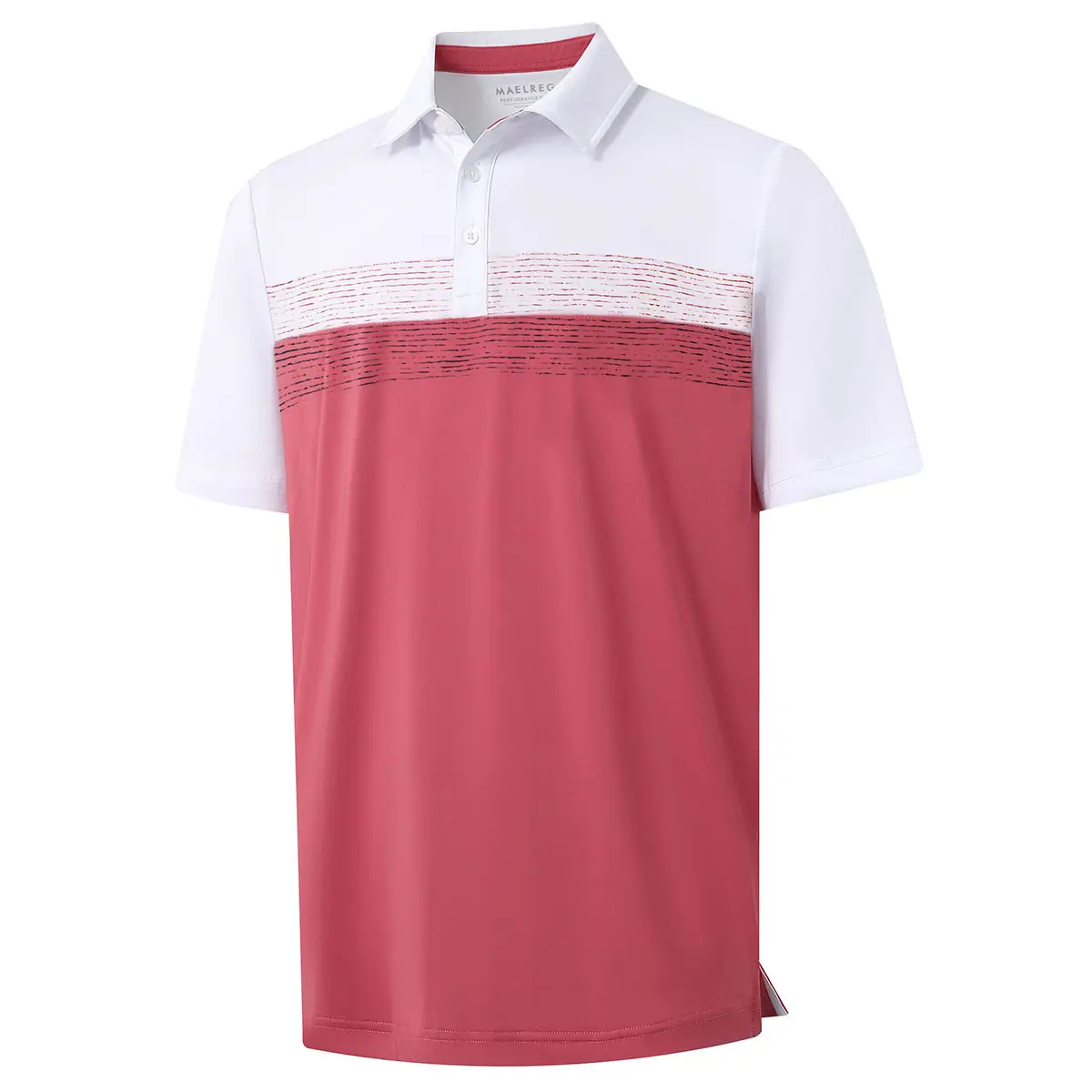 Polo Shirts for Men Dry Fit Performance Chest Print Color Block Moisture Wicking Casual Short Sleeve Golf Shirts