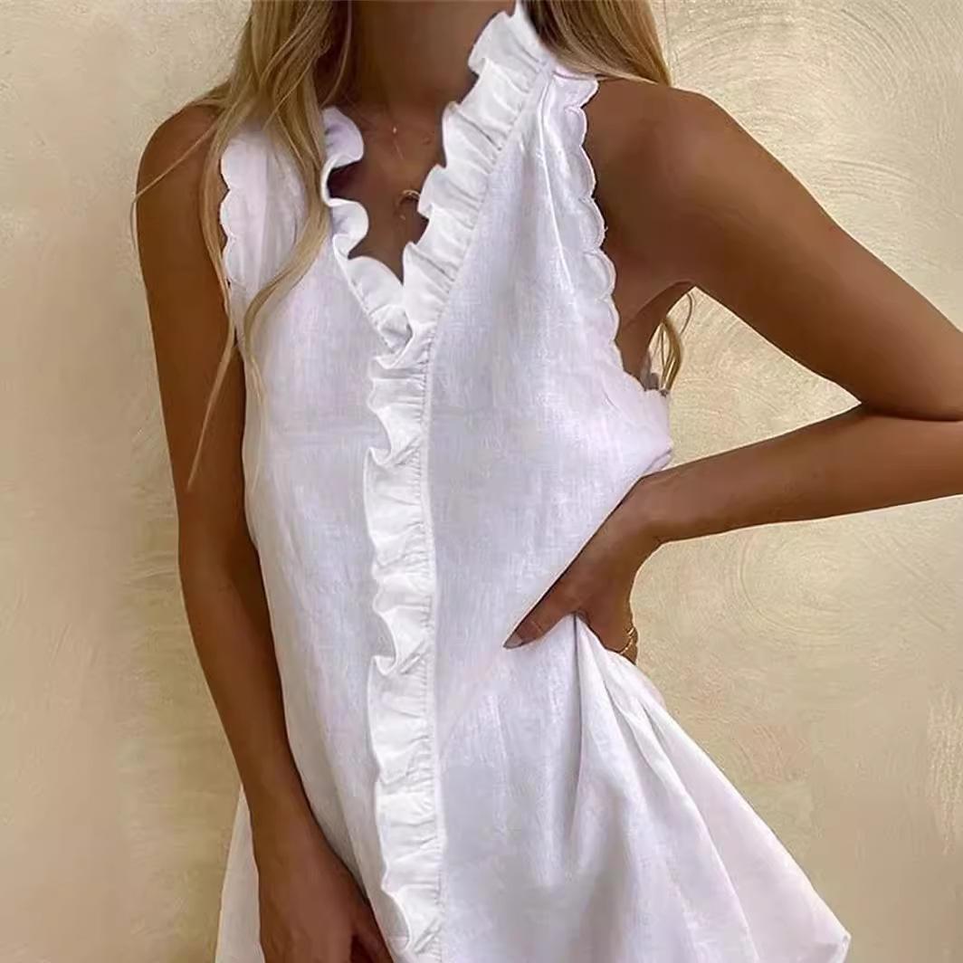 Women's sexy halter-neck ruffled summer dress