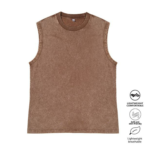 3-Pack Vintage Acid Wash Tank Tops, Heavyweight Cotton Unisex Sleeveless Shirts
