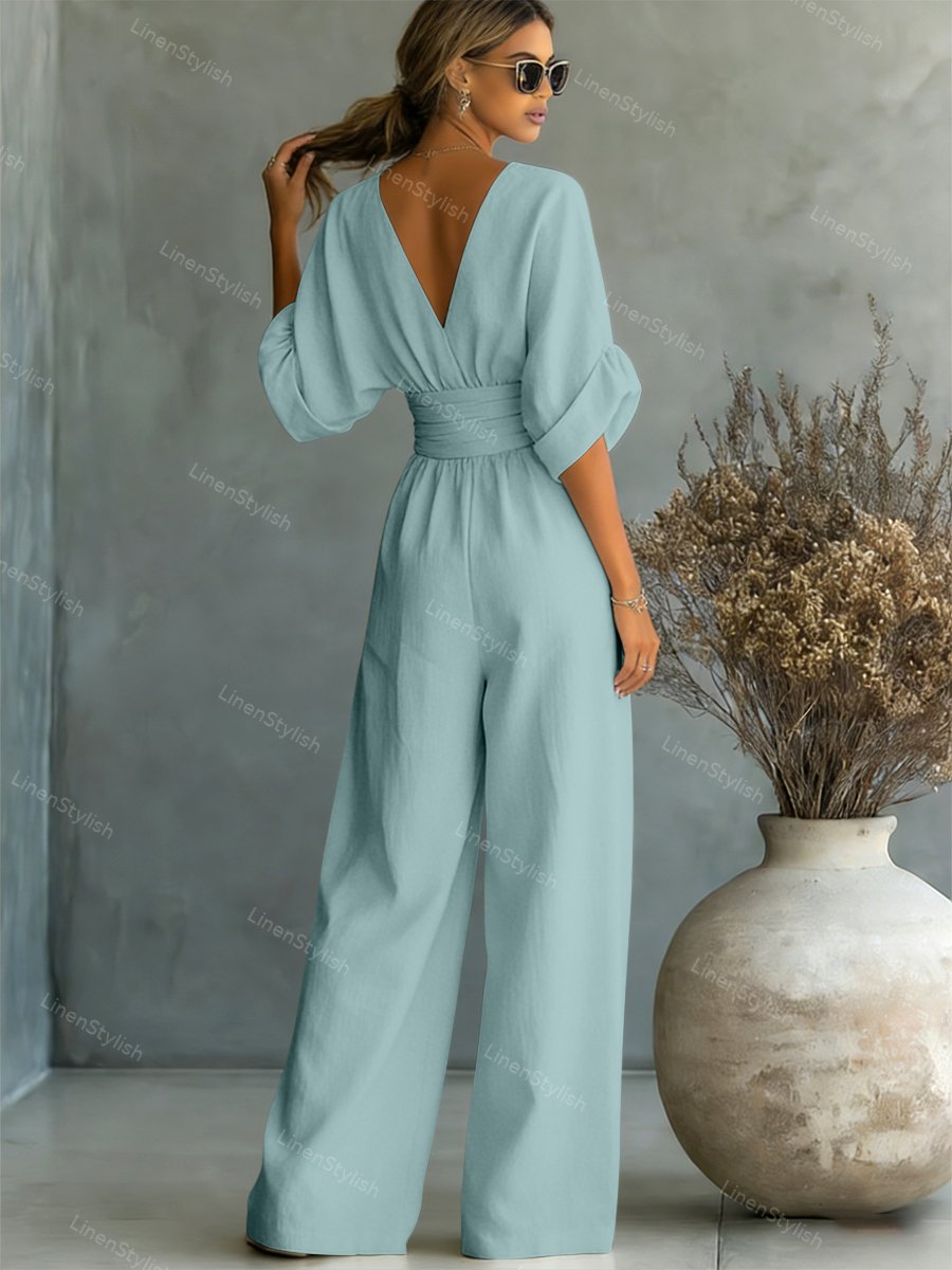 Essential V-neck Waist Jumpsuit Clearance Sale