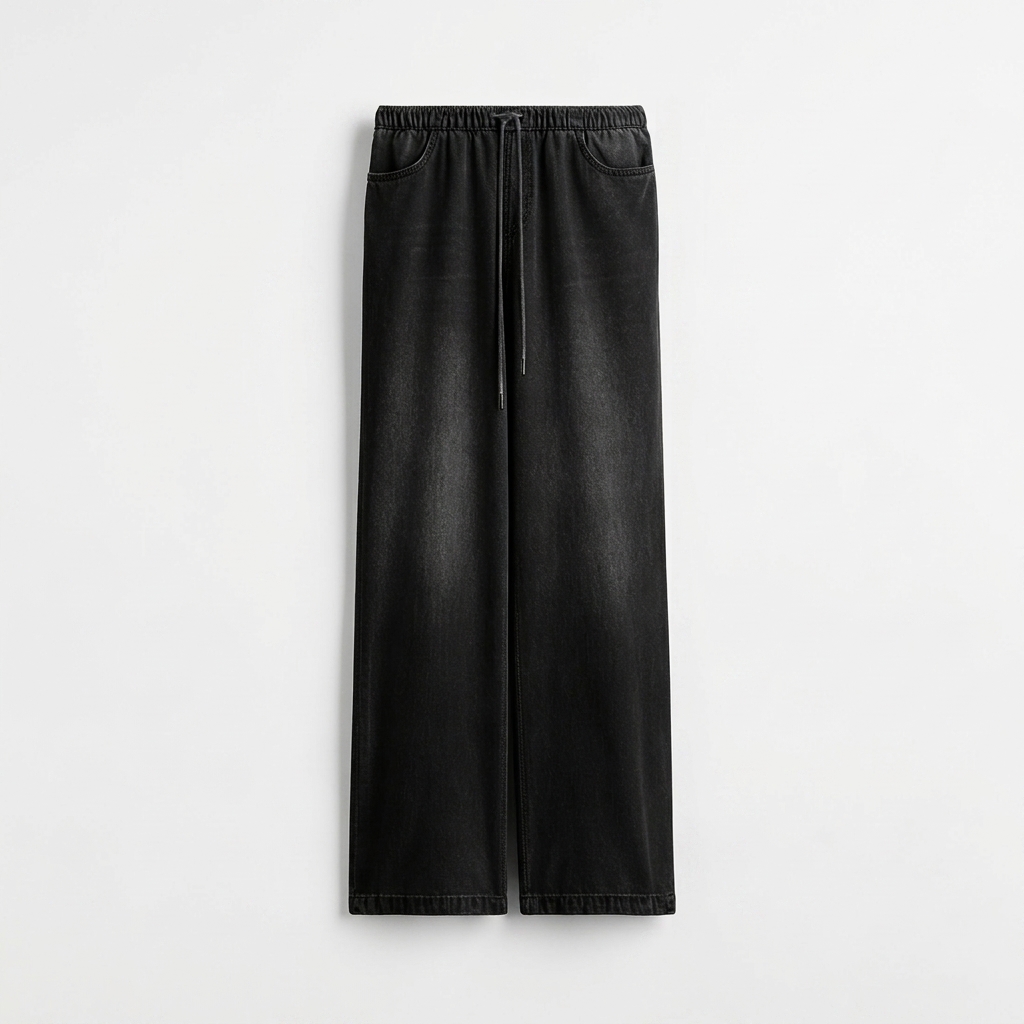 Denim drawstring trousers
