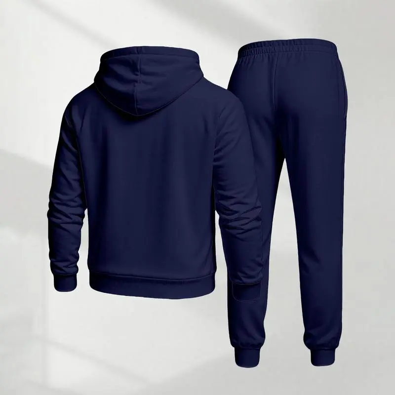 Retro-print hooded sweatshirt and sweatpants set