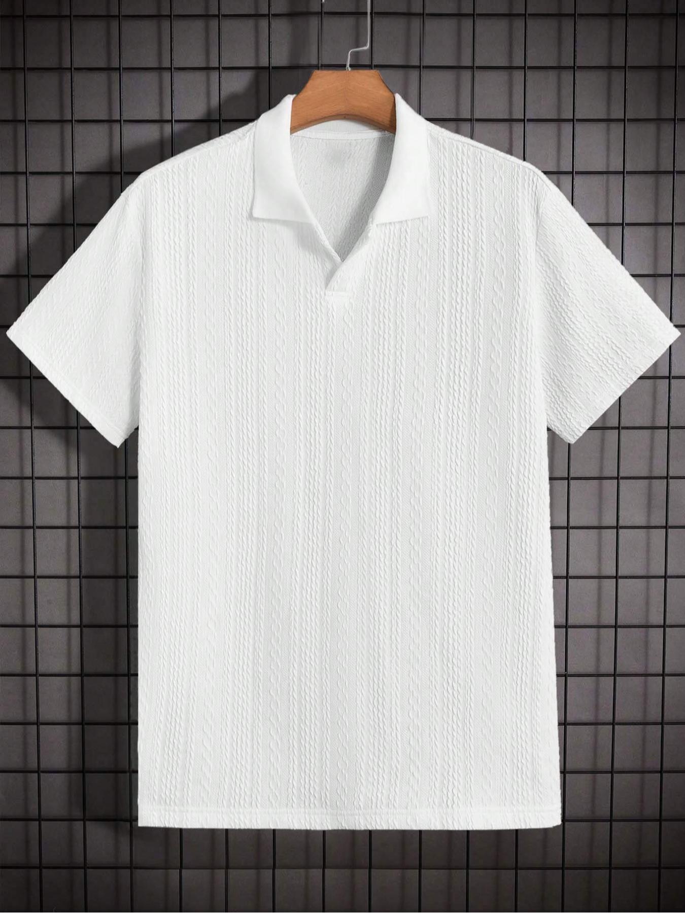 Men's Solid-Color Jacquard Knit Polo Shirt
