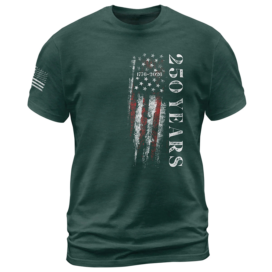 250 Years Vertical Flag T-Shirt – Vintage USA Independence 1776–2026