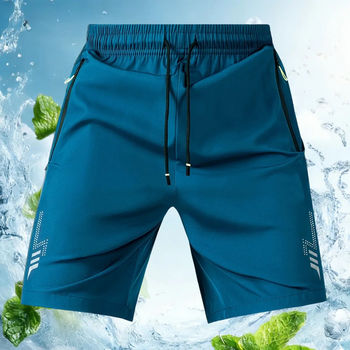 8-Pack Reflective Athletic Shorts for Men – Zip Pocket & Drawstring Waist