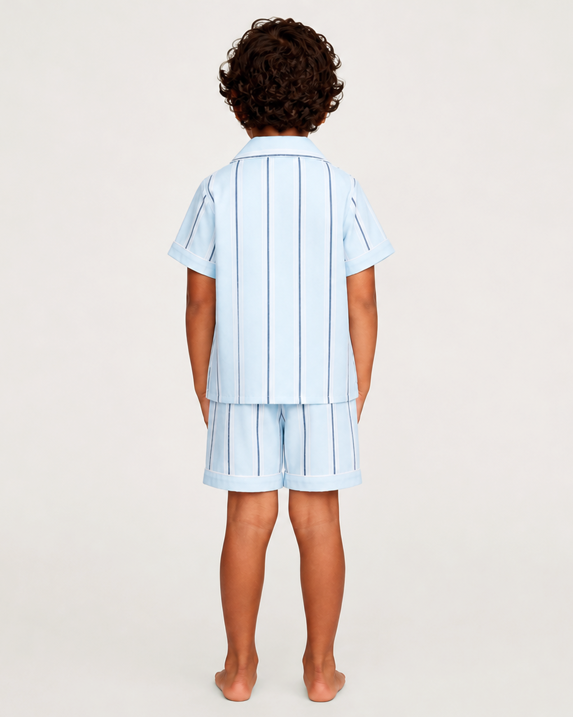 Kid's Twill Pajama Short Set in Coastal Stripe
