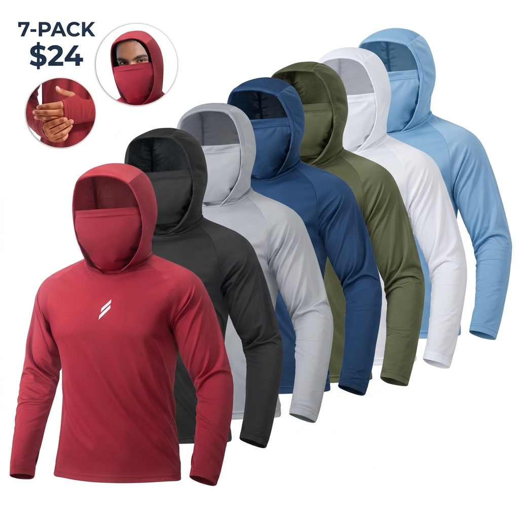 Men's Sun Protection Hoodie Set,FishingHoodiewithMask,Casual Breathable Fishing Jacket