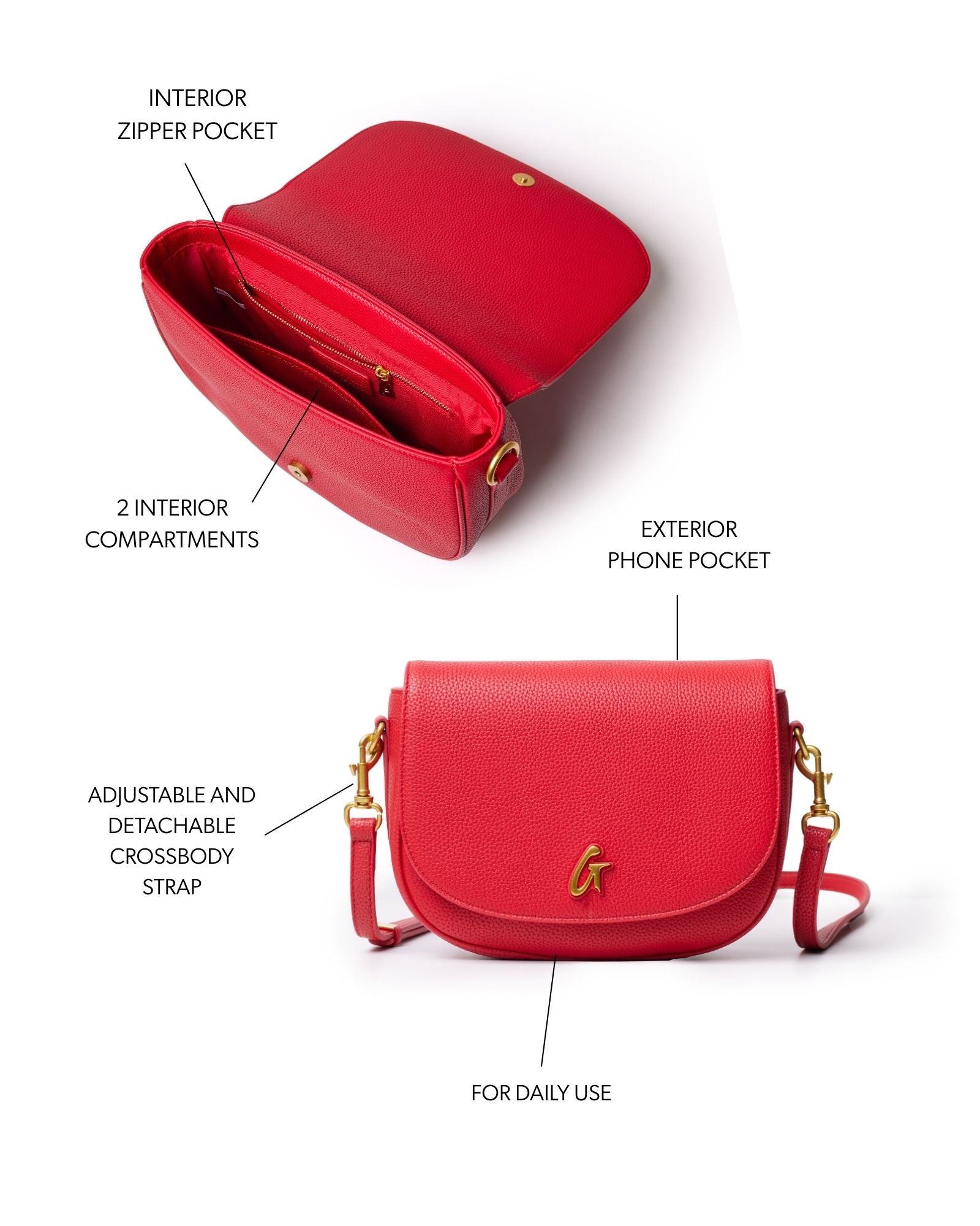 MEDIUM PEBBLE SHOULDER BAG - RED