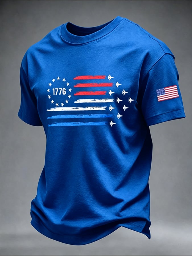 Men's 250th Anniversary Patriot Aircraft Print Short-Sleeve T-Shirt