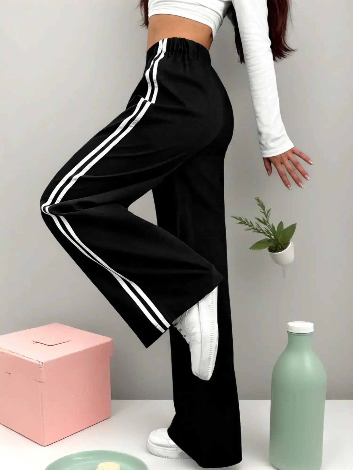 Women's Loose-Fit Straight-Leg Drawstring Casual Pants (Spring/Summer)