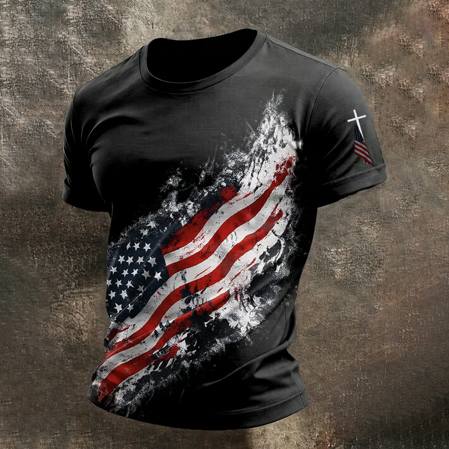 Men'S Casual American Founding Celebration Personalized Printed Round Neck T-Shirt