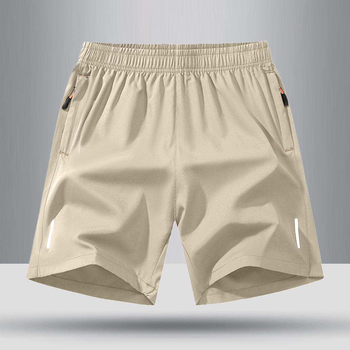 Men's Solid Color Zipper Pocket Shorts