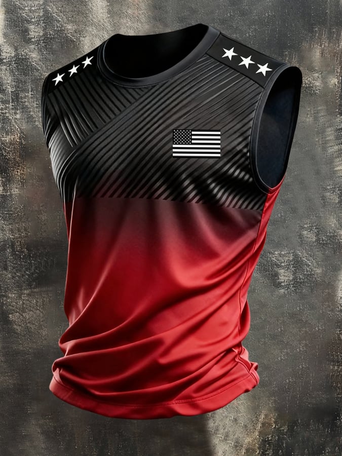 Men's Retro Independence Day Patriot Crew Neck Tank Top