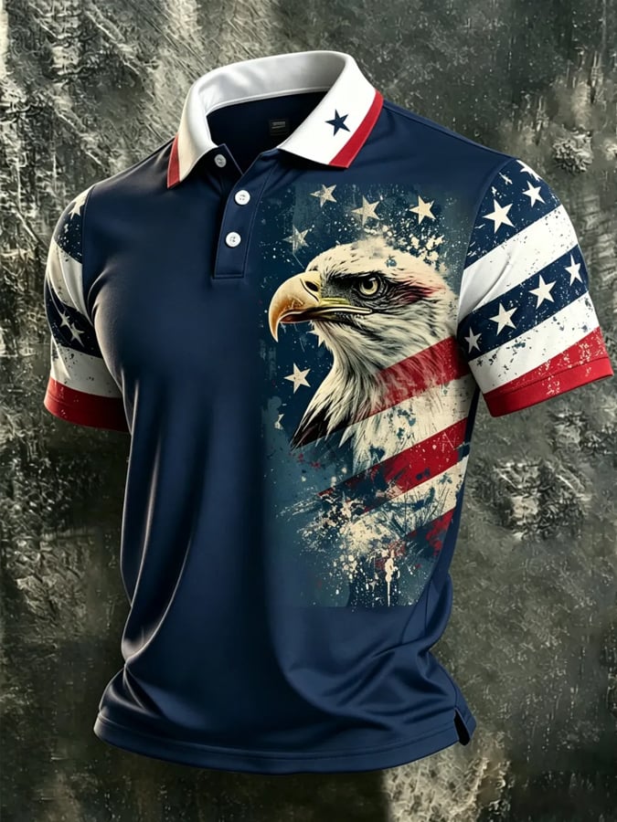 Men's American 250th Anniversary Print Casual Polo Shirt